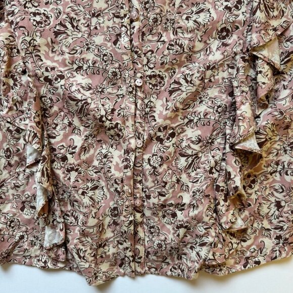 NWT Zara Girl Blouse Floral Ruffle Button Down Long Sleeve Shirt Top Sz 11-12 - Picture 10 of 12